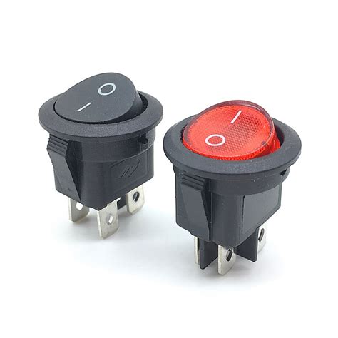 4Pin Red Light Interrupteur à bascule rond KCD1 224N 5 pièces avec