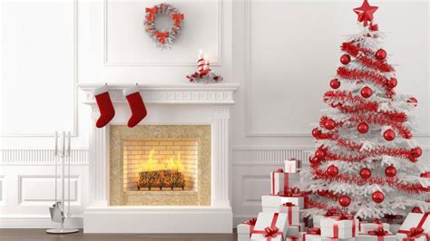 White Christmas Fireplace - Wallpaper - FreeChristmasWallpapers.net