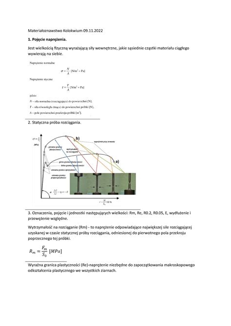 Zagadnienia materiałoznwastwo kolos Materiałoznawstwo Kolokwium 09