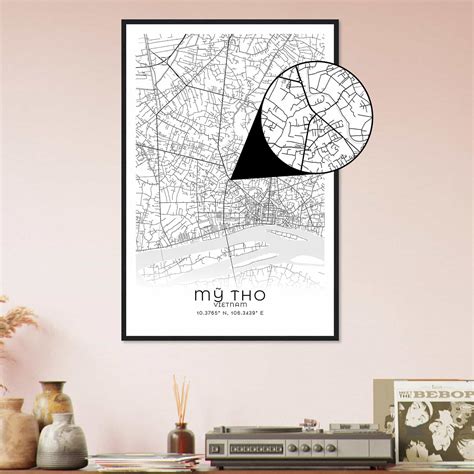 My Tho Vietnam Map Poster, My Tho City Road Wall Art Print - Custom ...