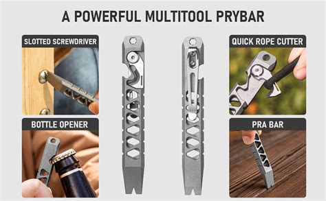 TISUR Titanium EDC Pry Bar Keychain Pry Bar Multitool With Bottle