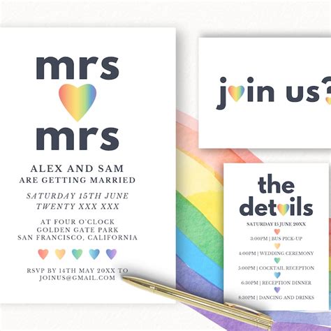 Lesbian Wedding Invitation Etsy