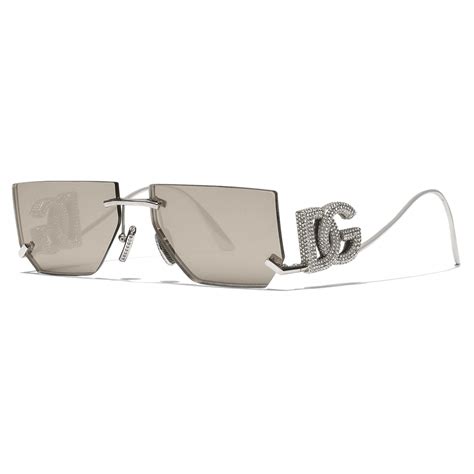 Dolce And Gabbana Dg Crystal Sunglasses Dark Gunmetal Grey Dolce