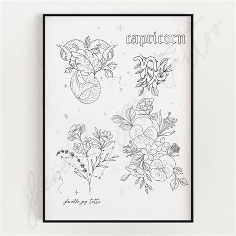 Sagittarius Astrology Tattoo Flash Sheet Print Digital Etsy