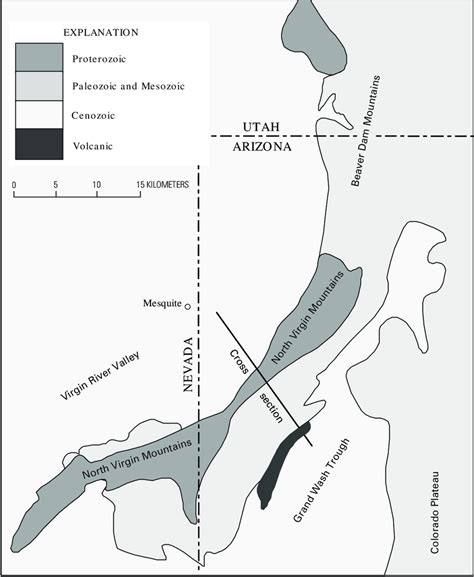 Simplified Geologic Map Showing Location Of Virgin Mountains Cross