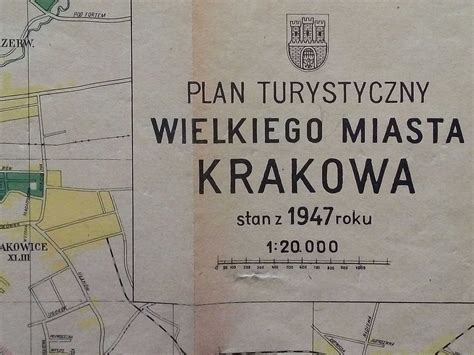 Plan Krakowa z przewodnikiem 1947 Kraków Prądnik Czerwony OLX pl