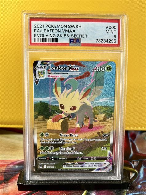 Pokémon TCG Leafeon VMAX PSA 9 205 203 Alt Art Rainbow Rare