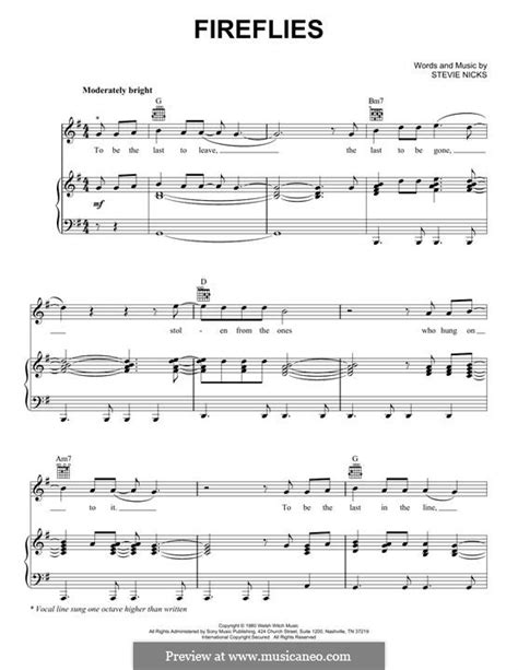 Fireflies Fleetwood Mac By S Nicks Sheet Music On Musicaneo