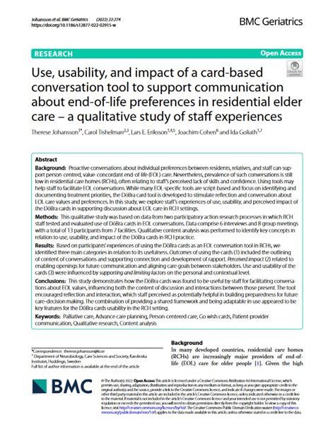 Use Usability And Impact Of A Card Based Conversation Tool To Support