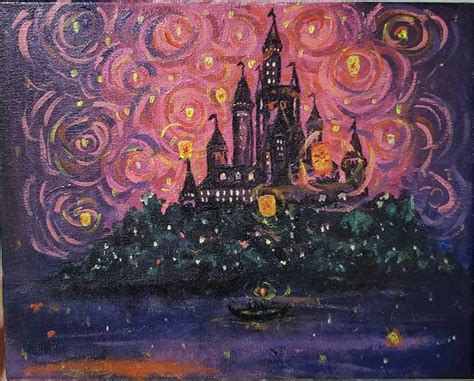 Rapunzel's starry night Painting by Elena Mishevska | Saatchi Art