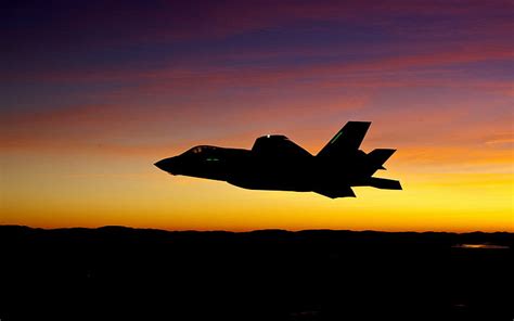 HD wallpaper: Lockheed Martin F-35 Lightning II, military aircraft, sunset | Wallpaper Flare