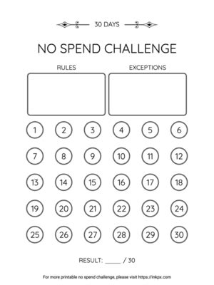 Free Printable No Spend Challenge In PDF PNG And Formats InkPx