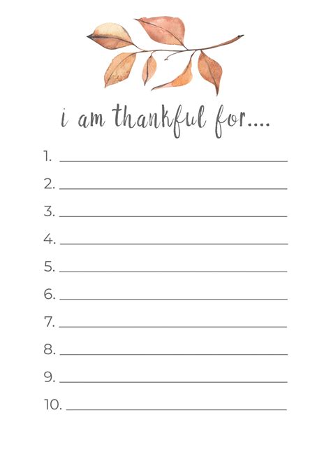 Thanksgiving Thankful List Printable Nick Alicia