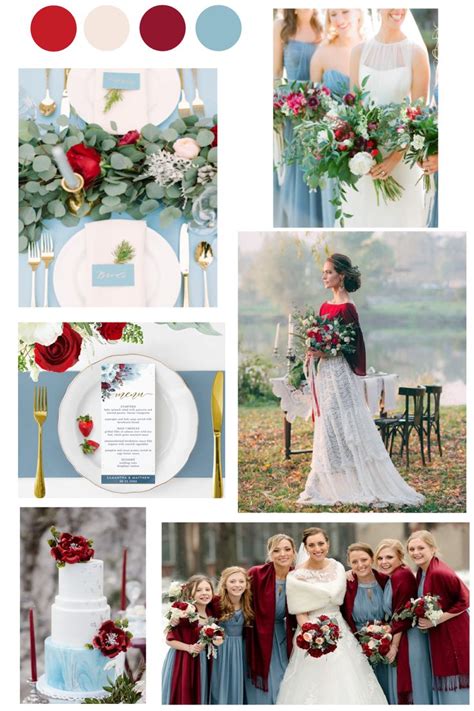 Dreamy Red and Dusty Blue Wedding Color Palette | Matrimonio gatto ...