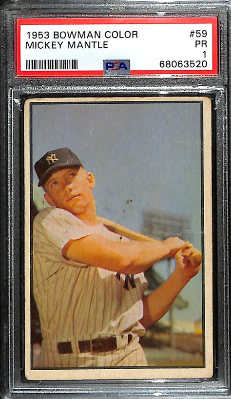 Lot Detail 1953 Bowman Color Mickey Mantle 59 Graded PSA 1