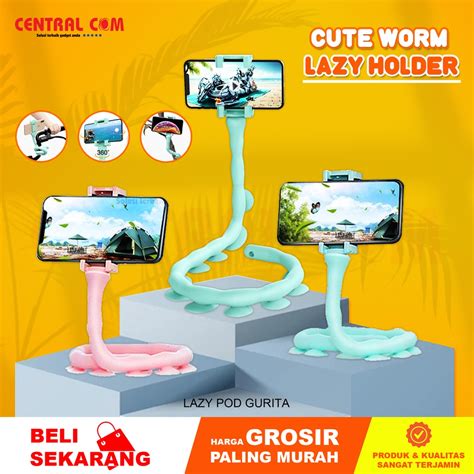 Jual Worm Lazypod Cute Lazy Pod Holder Smartphone Tongsis Hp Phone