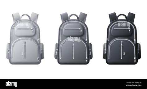 Sport Backpack Mockup Realistic Black Gray And White Backpacks Bags