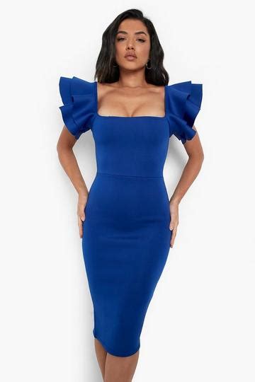 Flutter Sleeve Midi Dresses Boohoo Uk