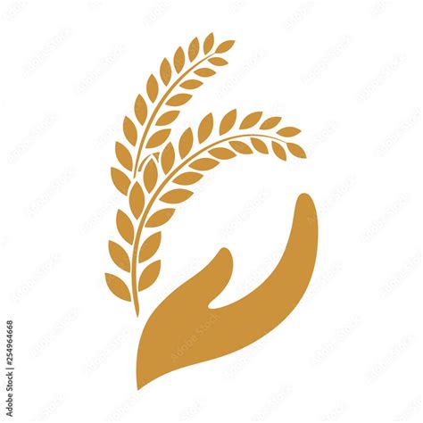 hands holding rice Grain icon logo.flat vector illustration isolated ...