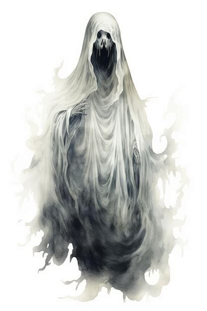 Premium AI Image Scary Ghost Isolated On A White Background