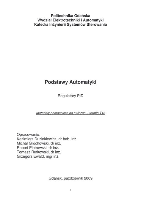 Pa T Materialy Pomocnicze Politechnika Gda Ska Wydzia