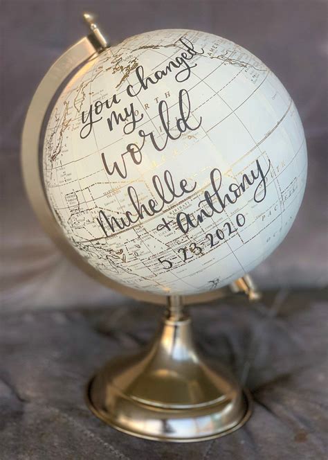 Custom 8 Ivory White Globes Wedding Globe Guest Book Modern Calligraphy