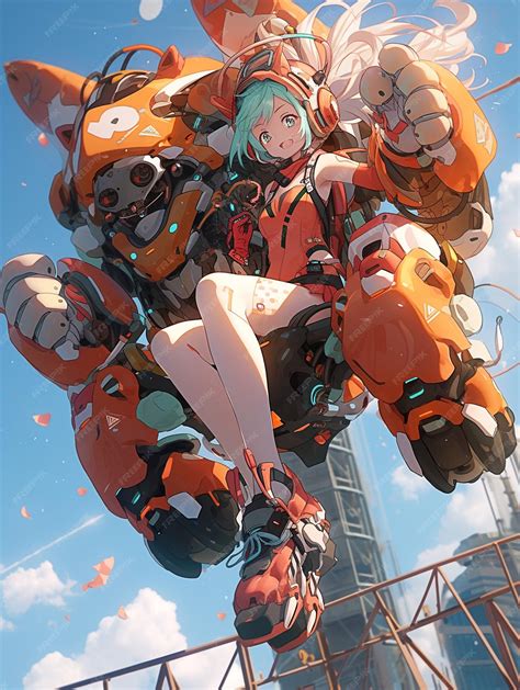 Premium Photo | Girl and Animal Robot Cyborg Anime Manga Character