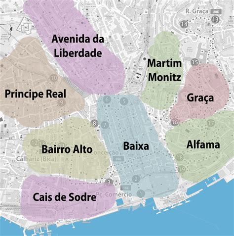 Lisbon The Biggest Attractions Map Sightseeing Plan Monuments