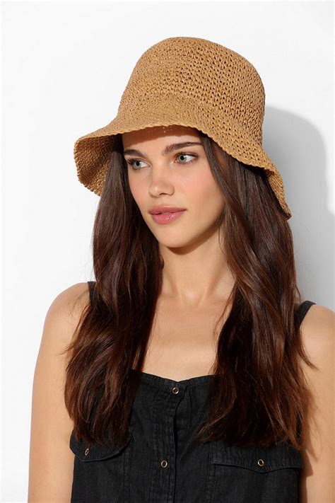 Lyst Urban Outfitters Crochet Straw Bucket Hat In Natural