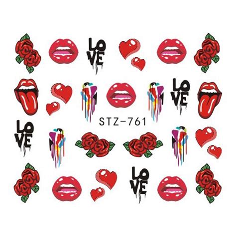 Buy Nail Stickers Sexy Lips Cool Girl Water Decals Wraps Cartoon