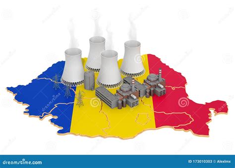 Nuclear Power Stations In Romania 3D Rendering Stock Illustration