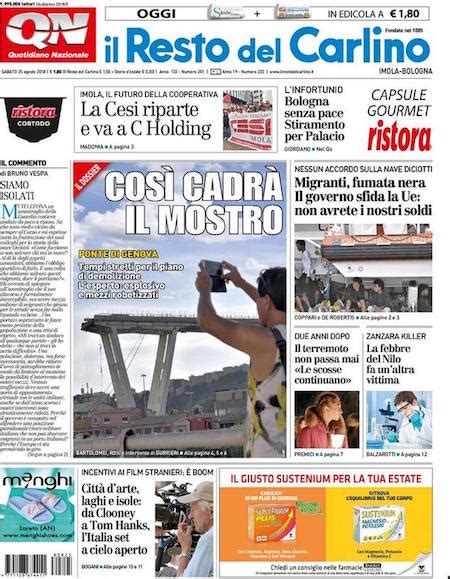 Le Prime Pagine Di Sabato 25 Agosto 2018 Il Post