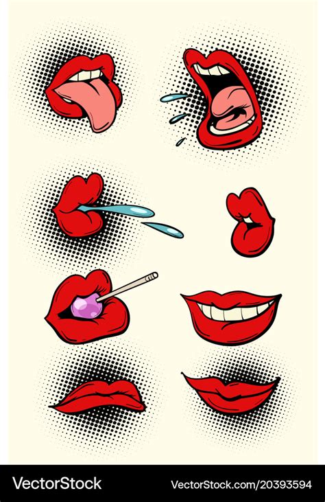 Female lips set Royalty Free Vector Image - VectorStock