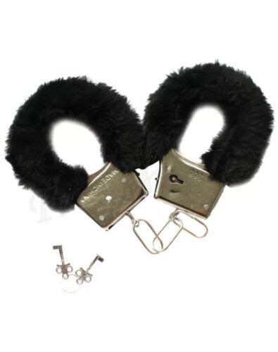 Adult Black Furry Handcuffs Fuzzy Sexy Slave Ankle Cuffs Costume Tied