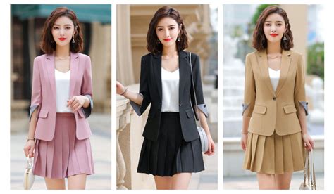 New Style Summer Pink Office Uniform Designs Women Suits With Skirt