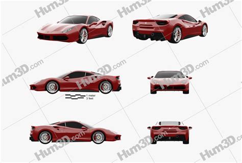 Ferrari 488 Gtb 2016 Blueprint Template