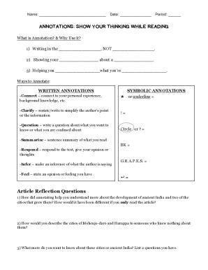 Fillable Online Annotations Show Your Thinking While Reading Article