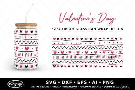 Valentines Day Libbey Glass Can Svg Graphic By Artbysugu · Creative