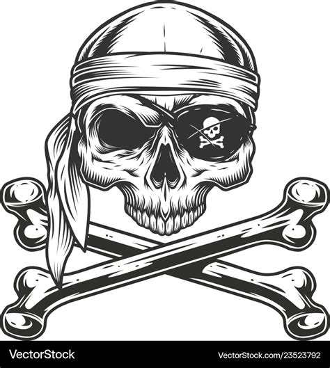 Vintage Pirate Skull Without Jaw Royalty Free Vector Image