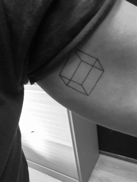 Necker cube tattoo | minimalistic | fine line