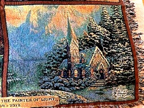 Nwt Thomas Kinkade Painter Of Light Tapestry Throw Blanket 1958 2012 50