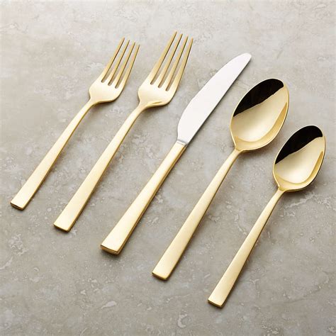 Ellenore Holiday Gold 5 Piece Flatware Place Setting Crate And Barrel