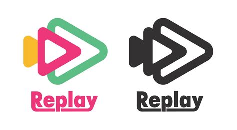 Replay logo design. Video surveillance site logo and icon design. arrow ...