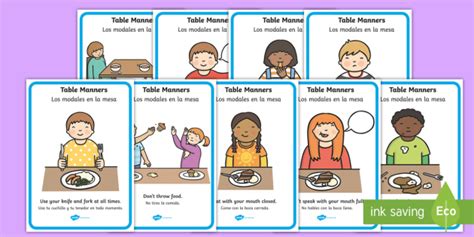 Table Manners Rules Display Posters Spanish Teacher Made