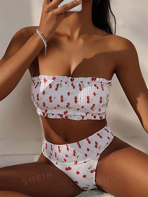 SHEIN Swim Summer Beach Women S Cherry Print Bikini Set SHEIN UK