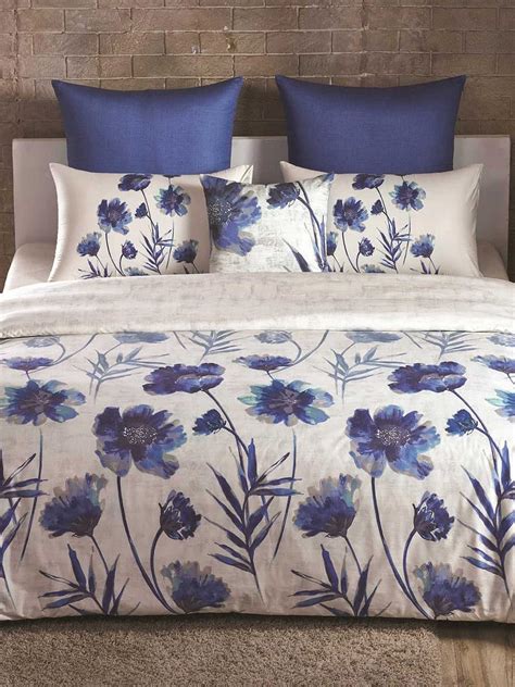 Buy Ddecor White Blue Floral Flat Tc Cotton King Bedsheet With