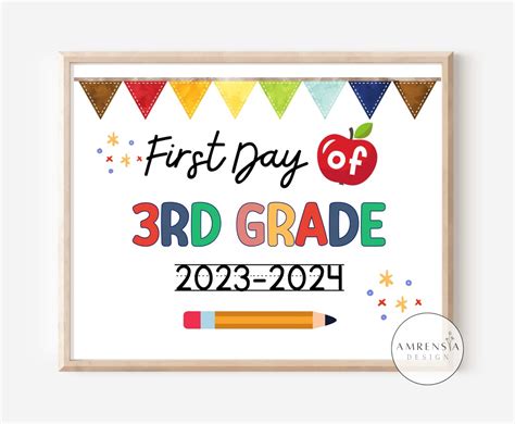 First Day Of 3rd Grade Sign 2023 2024third Grade Photo Prop Etsy