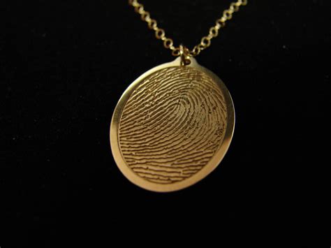 14k Gold Fingerprint Necklace Unique Sympathy Gift In Solid Gold