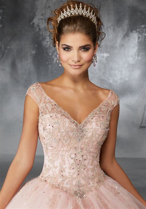 Beaded Metallic Embroidery On A Princess Tulle Ballgown Morilee