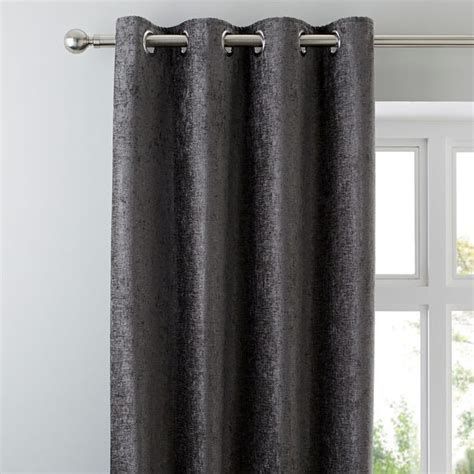 Chenille Grey Eyelet Curtains Dunelm